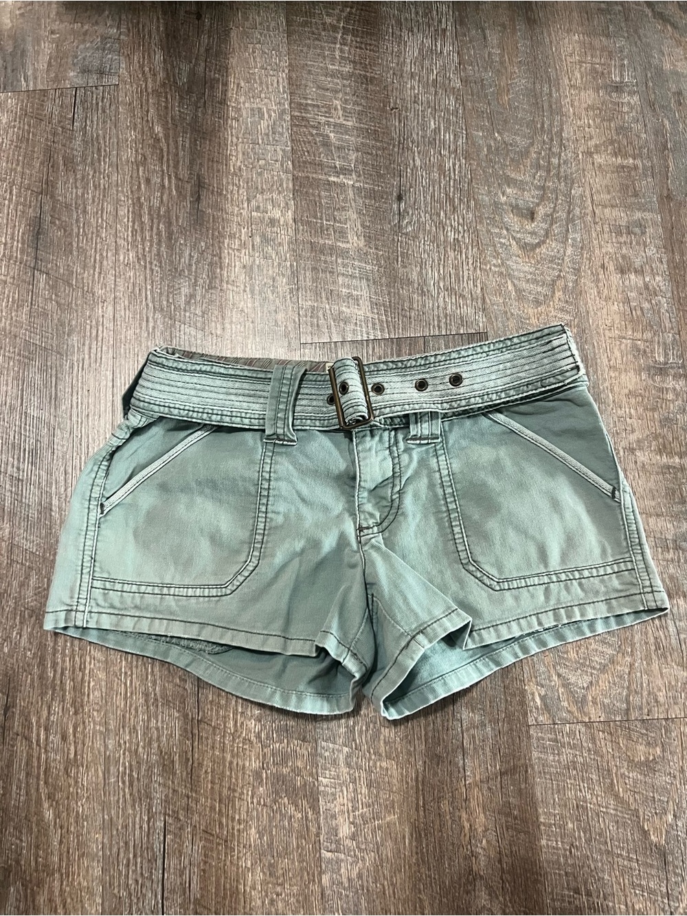 American Eagle Sage Green Belted Shorts